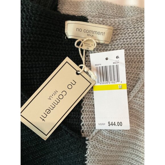 No Comment NYLA Two-Tone Black & Gray Acrylic Sweater Medium - Picture 4 of 5